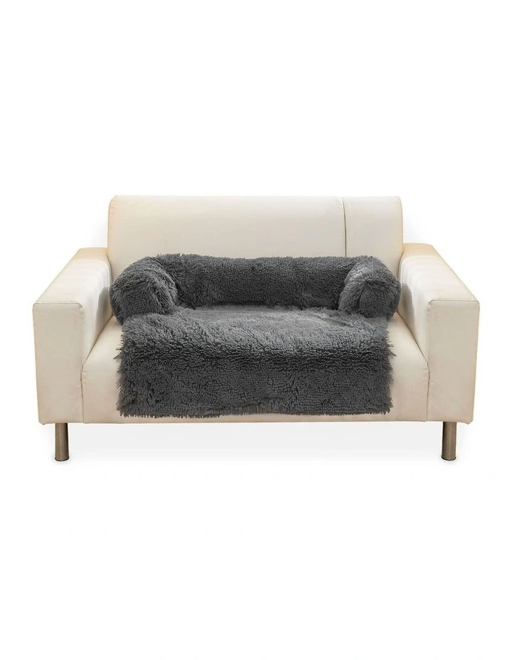 Pet Sofa Cover Soft with Bolster Machine Washable Small Size in Grey