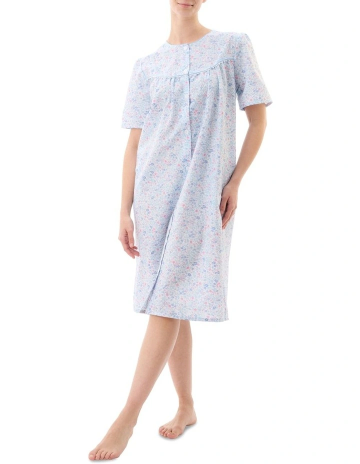 Woven Short Sleeve Brunchcoat in Blue