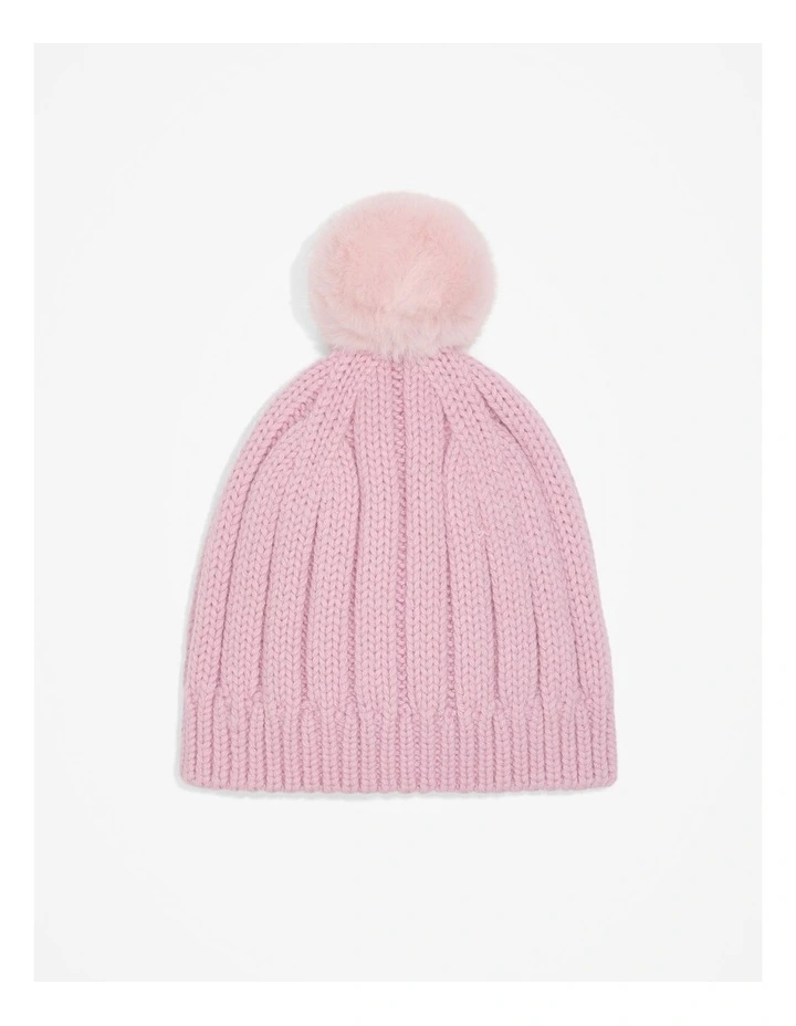 Rib Beanie in Rose