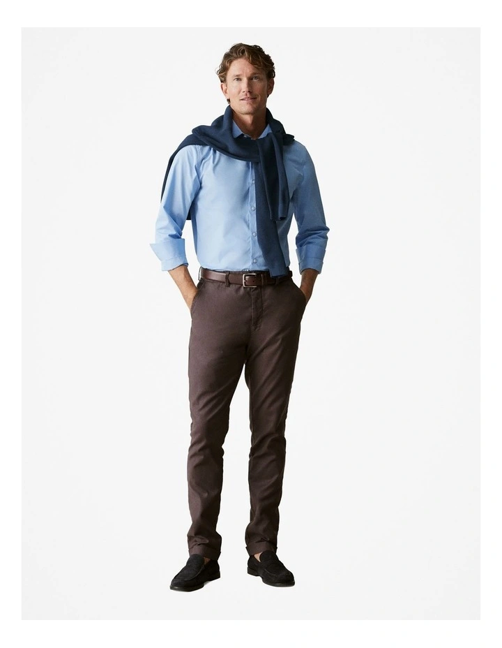Tailored Fit Italian Cotton Poplin Shirt in Pale Blue
