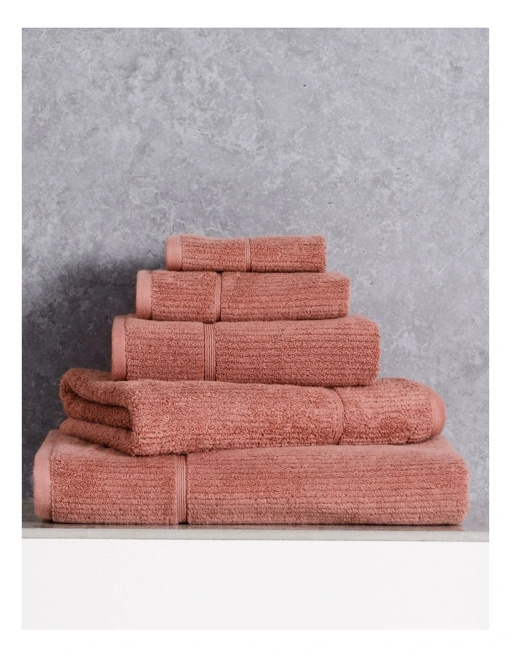 Combed Cotton Ribbed Towel Range in Pink Clay