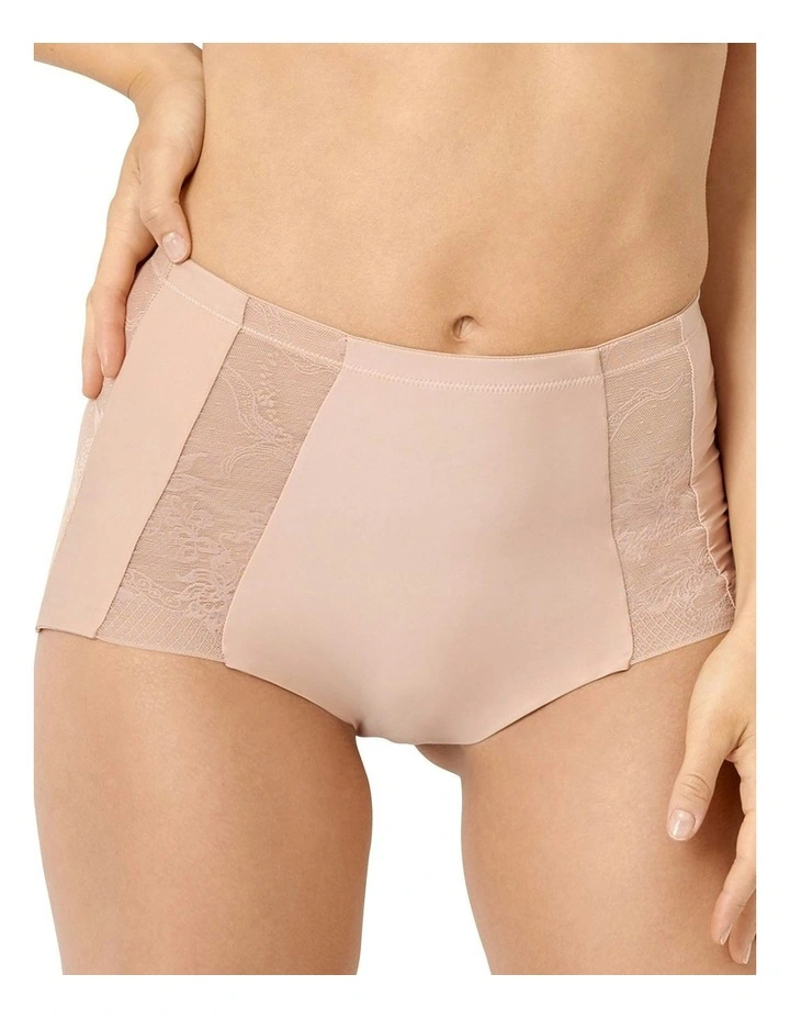 Perfect Shape High Waist Lace and Microfiber Brief in Nude