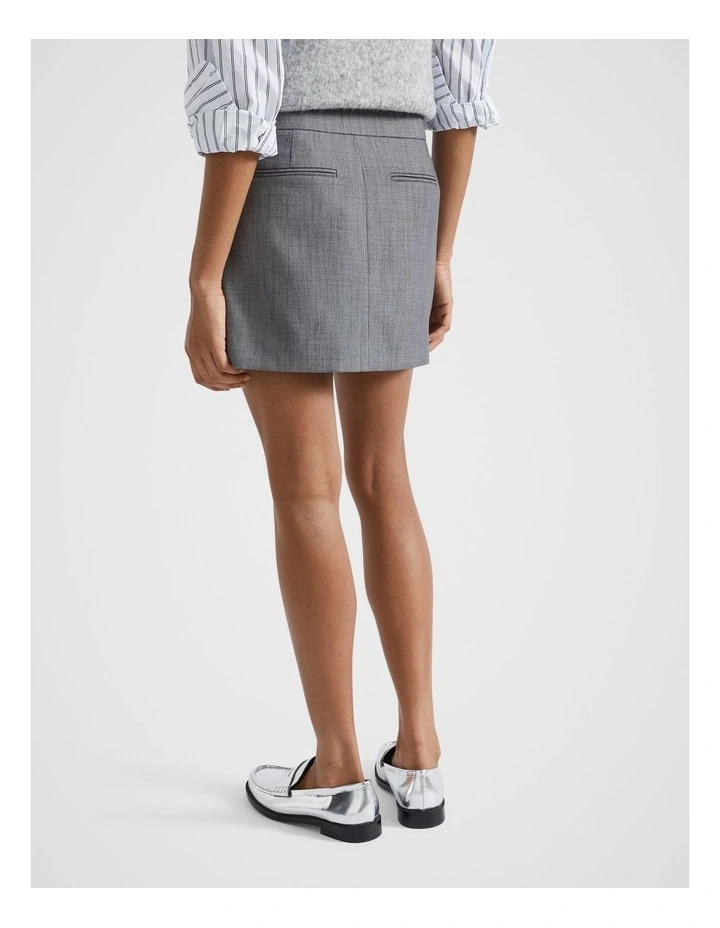 Pintuck Mini Suit Skirt in Wolf Marle