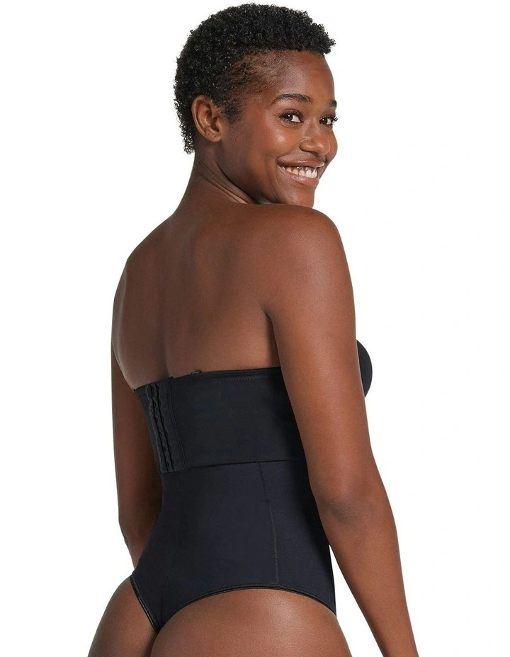 Extra-High Waisted Sculpting Tummy Control Thong in Black