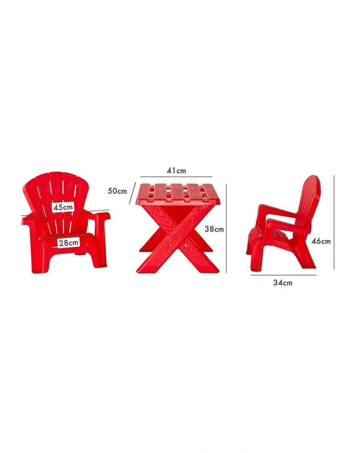Durable Table and Two Child-sized Chairs Set in Red