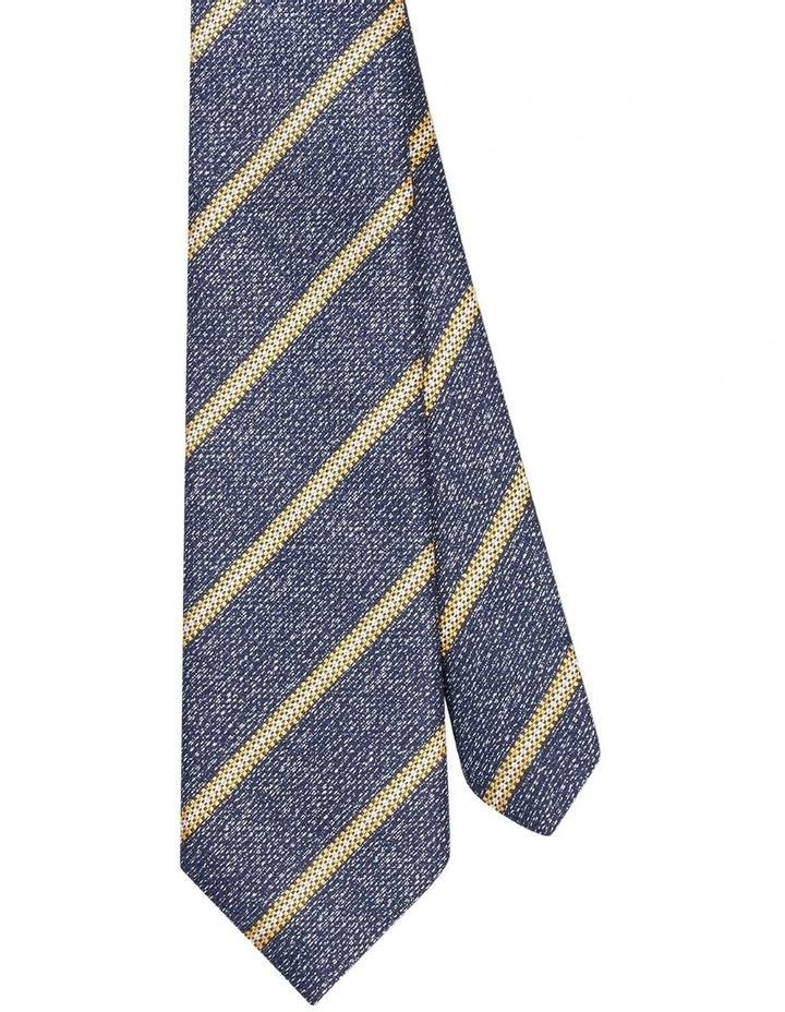 Diagonal Gold Stripe Tie in Blue