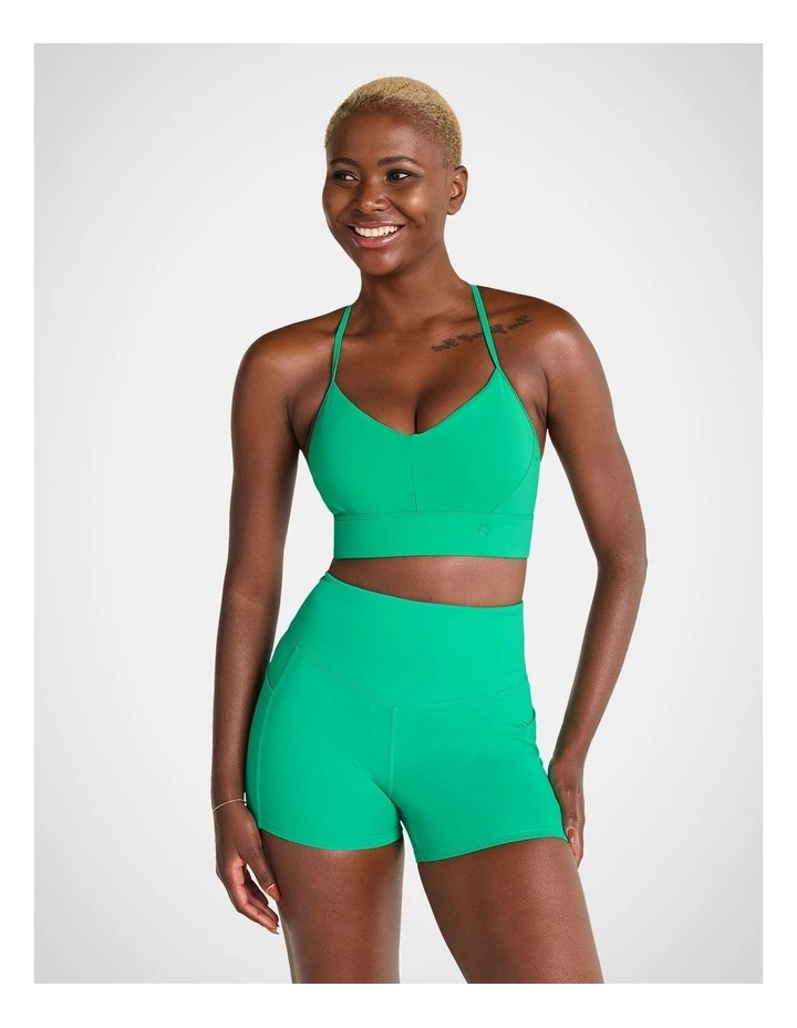 Low Impact Strappy Sports Bra in Parrot Green