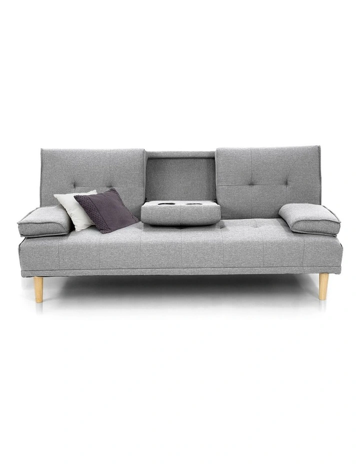 Sarantino Linen Fabric Sofa Bed Lounge Couch Futon Furniture Suite Light Grey