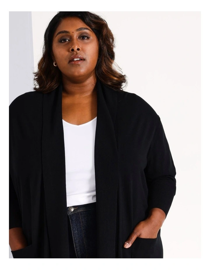 Soft Longline Cardigan in Black