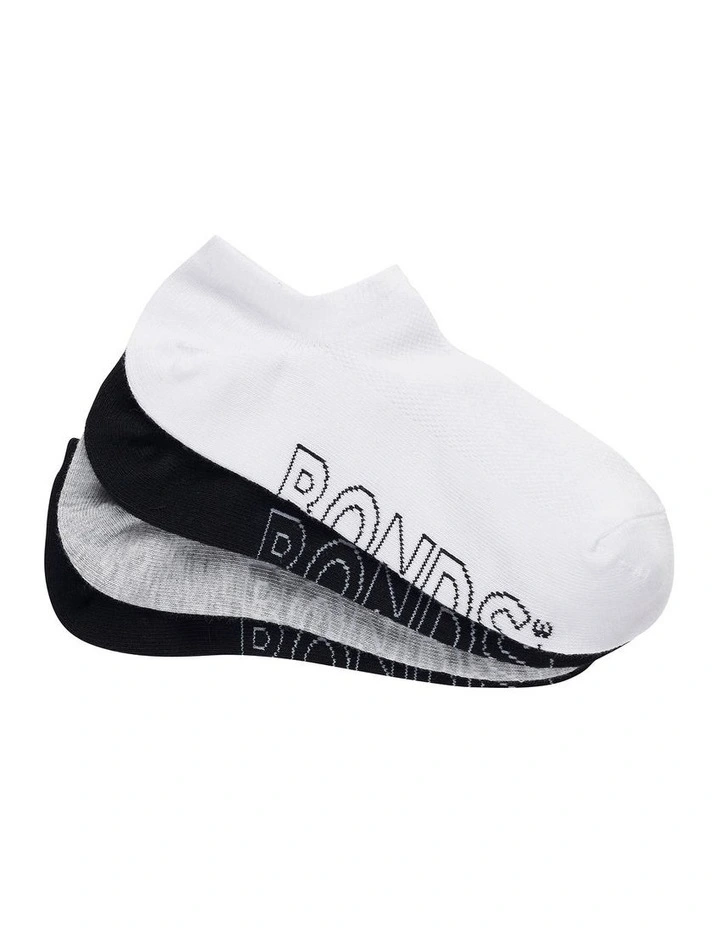 Aussie Cotton Logo Light No Show Socks 4 Pair in Multi