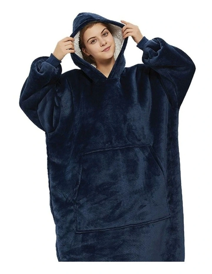 Adults Soft Hoodie Blanket Hoodie in Navy Blue