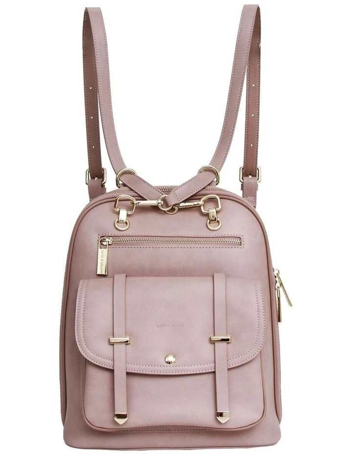 Ave Leather Backpack in Dusty Pink