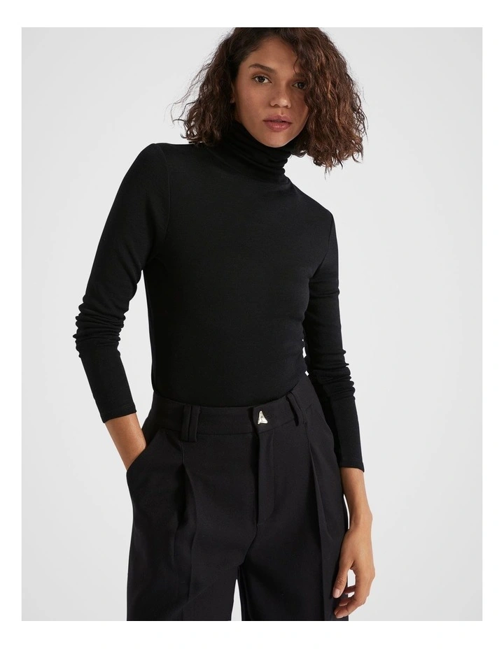 Babywool Roll Neck Top in Black