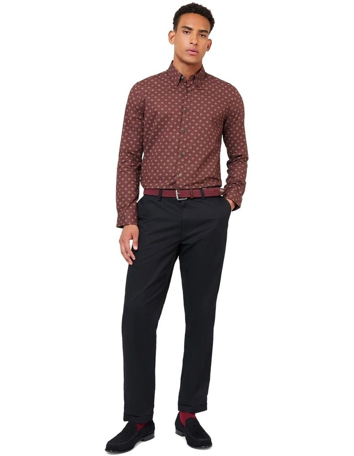 Geo Print Long Sleeve Shirt in Purple