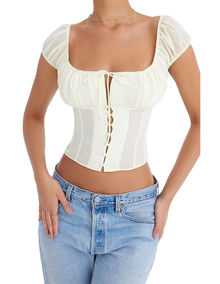 Embroidered Top in Yellow