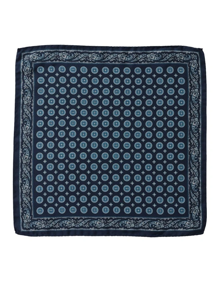 Coin Foulard Silk Pocket Square in Denim
