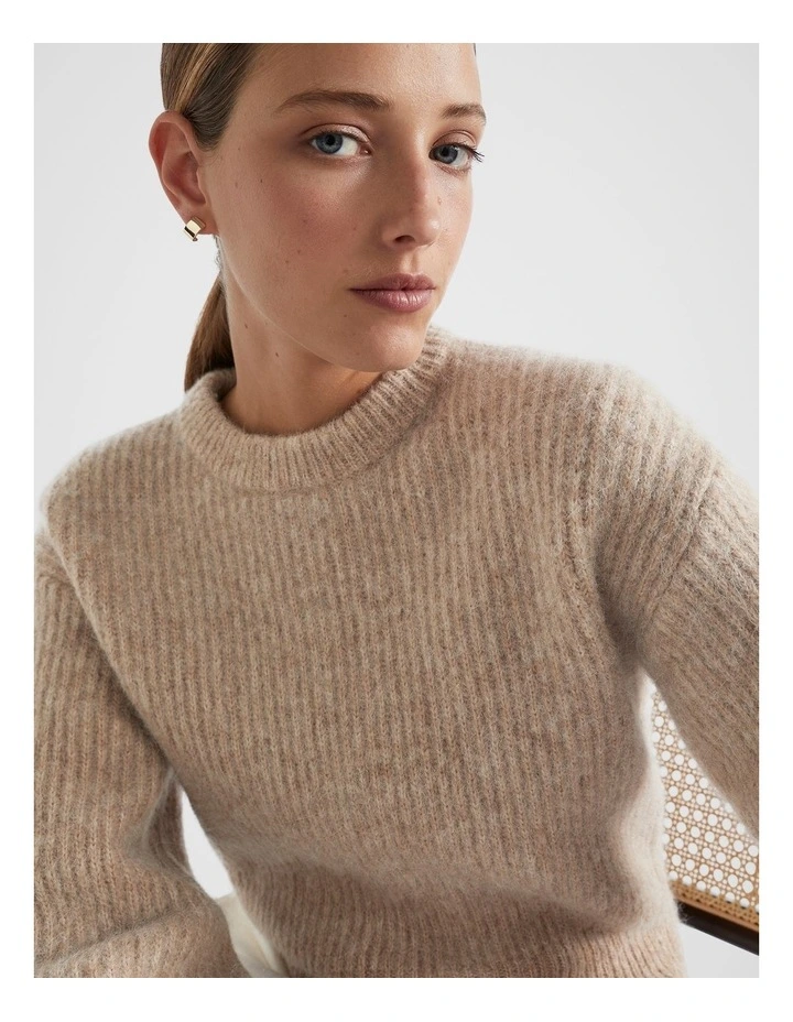 Wool Blend Easy Knit in Champagne Beige Marle
