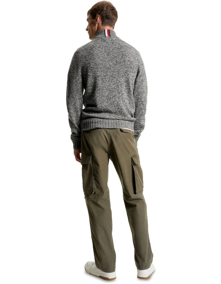Multi Heather Merino Zip Mock Knit in Grey