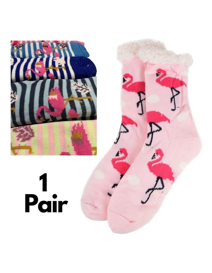 Ladies Thick Fur Bed Socks 1 Pair in Pink