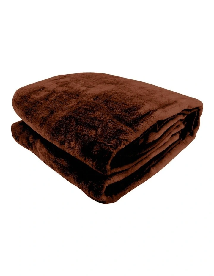 800GSM Faux Mink Blanket Heavy Double-Sided 220 x 240cm Chocolate