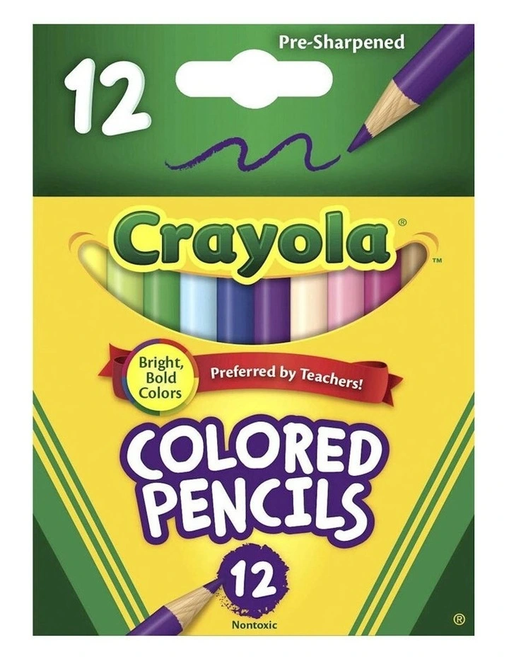 Half Size Coloured Pencils 12Pack 3.3mm in Multi