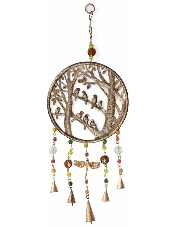 Handcrafted Birds & Dragonfly Whimsical Door Chime in Multi