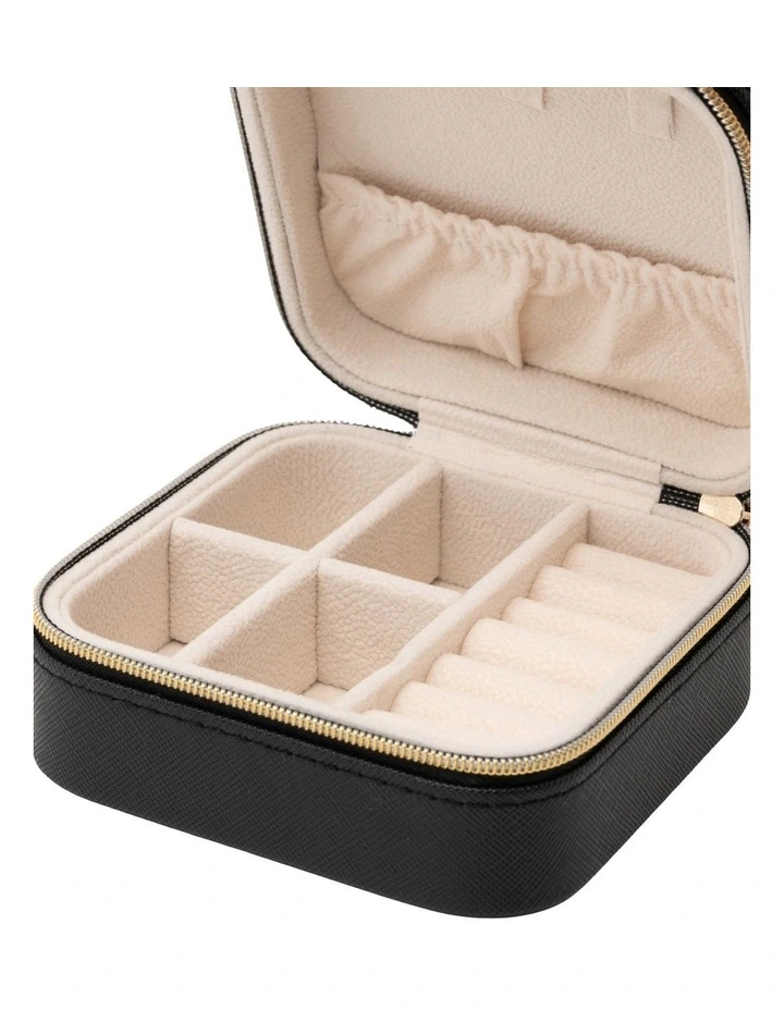 Square Zipper Jewellery Case in Black