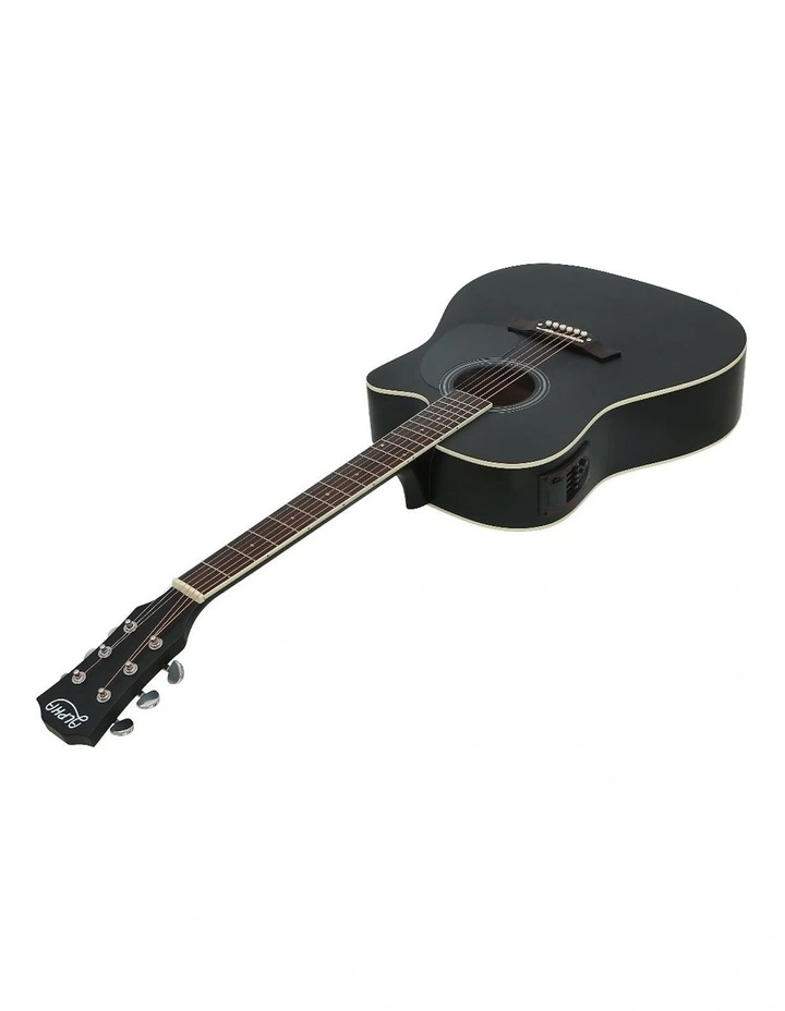 41 Inch Acoustic Guitar Equaliser Electric Output Cutaway With Stand in Black