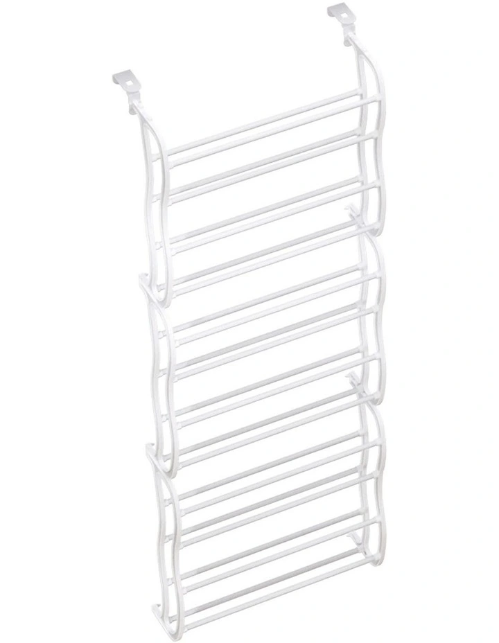 Wall Mounted Eric Shoe Rack 12-Tier 24 Pairs in White