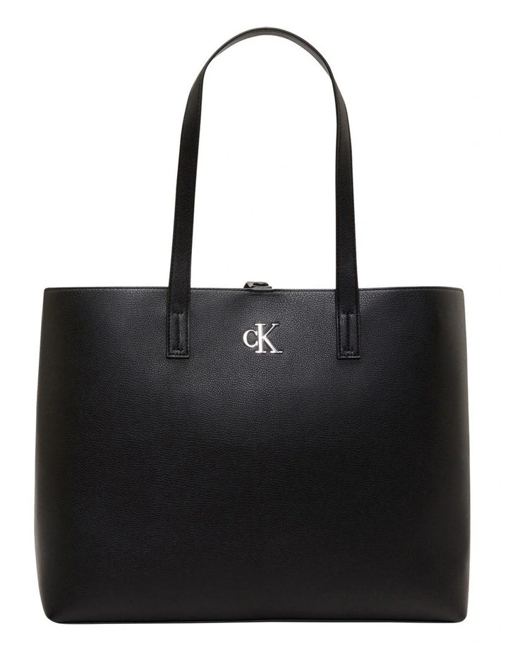 Minimal Monogram Slim Tote Bag in Black