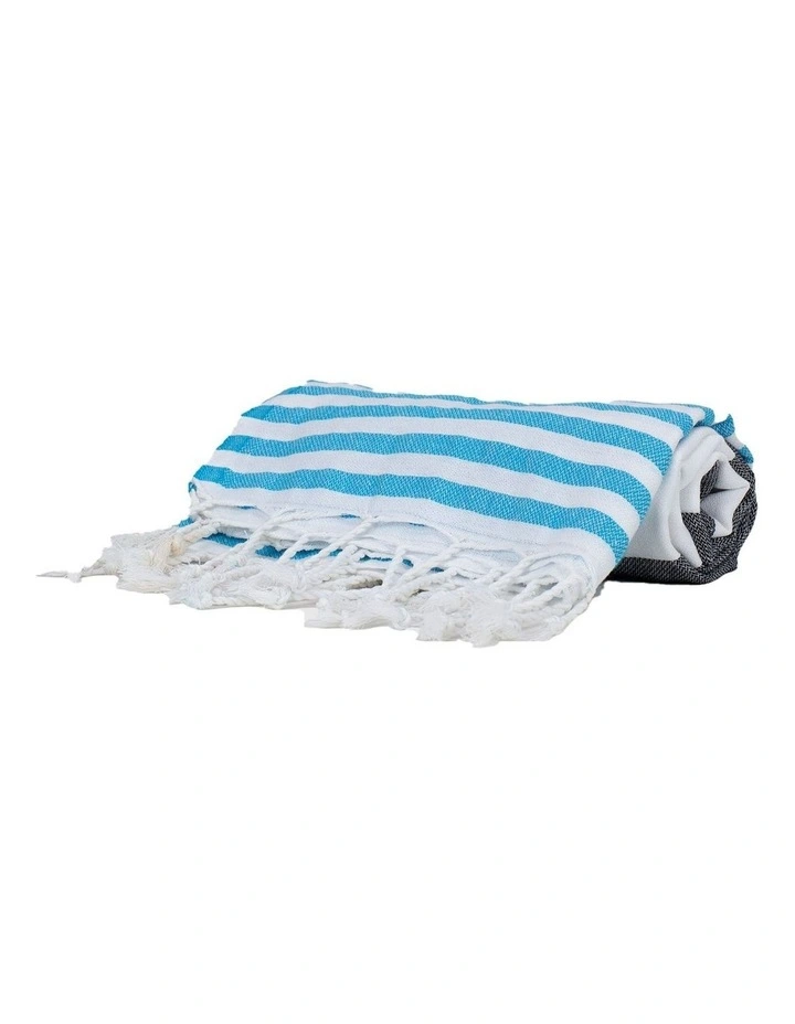 Thin Turkish Towel in Blue/Black