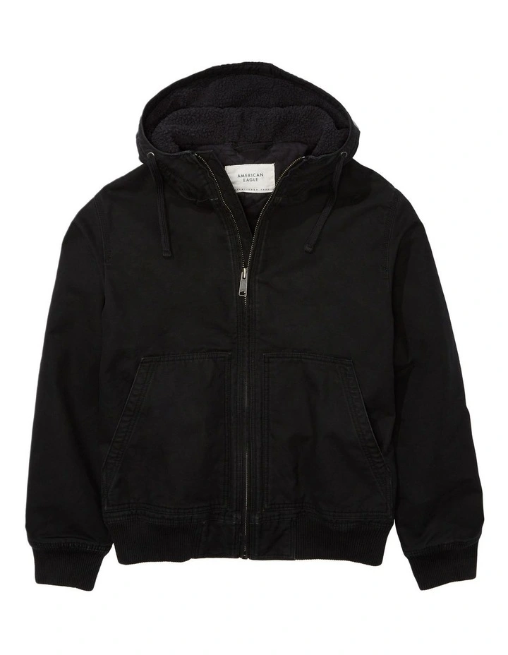 Hooded Workwear Jacket in Dark Shadow