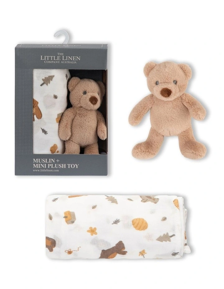 Nectar Bear Mini Plush Toy And Muslin