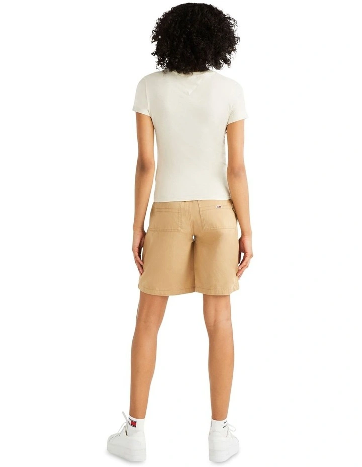 Slim Linear Tee in Beige