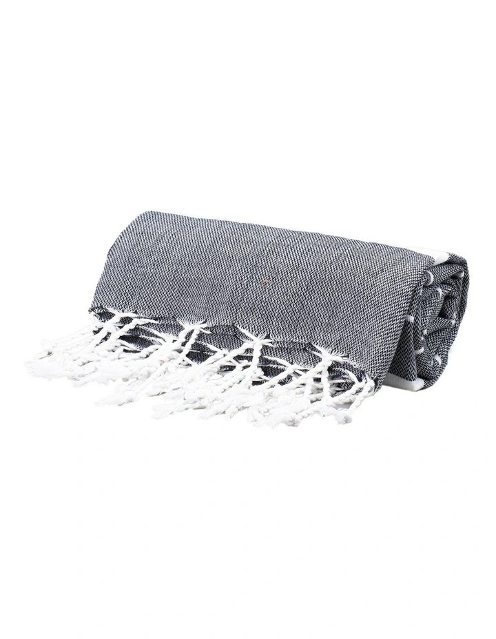 Thin Turkish Towel in Black