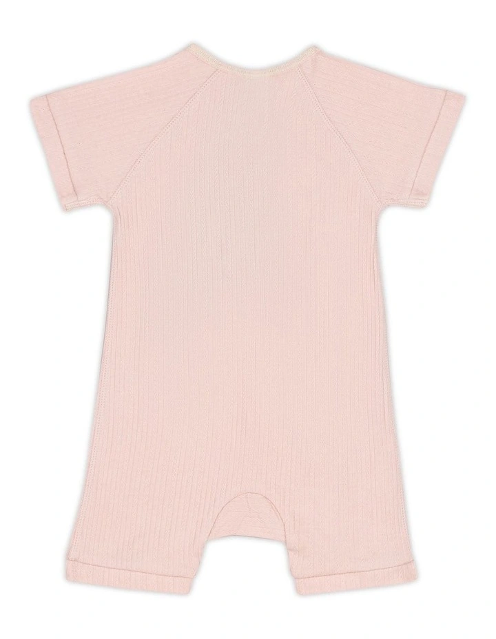 Baby Pointelle Short Sleeve Cozysuit in Marcona