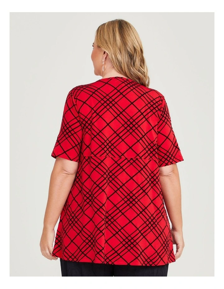 Check Flock Swing Top in Red/Black
