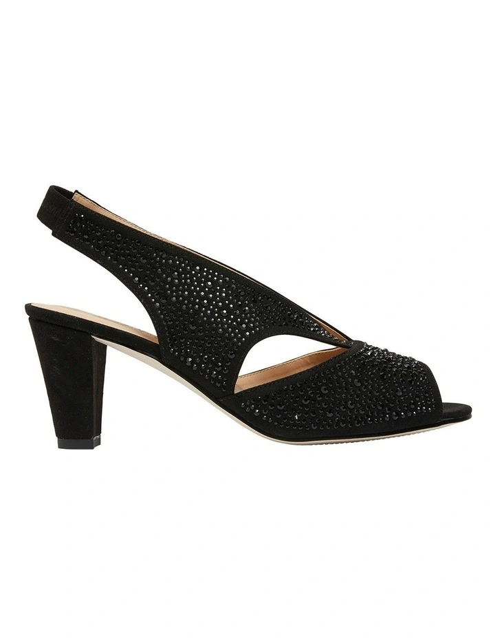 Angie Sandal Heel in Black Fabric
