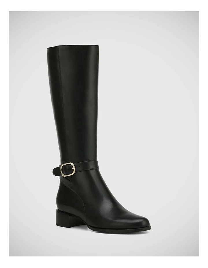 Benji Leather Lon Boot in Black