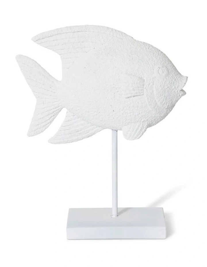 Tropical Fish Stand Sculpture in White