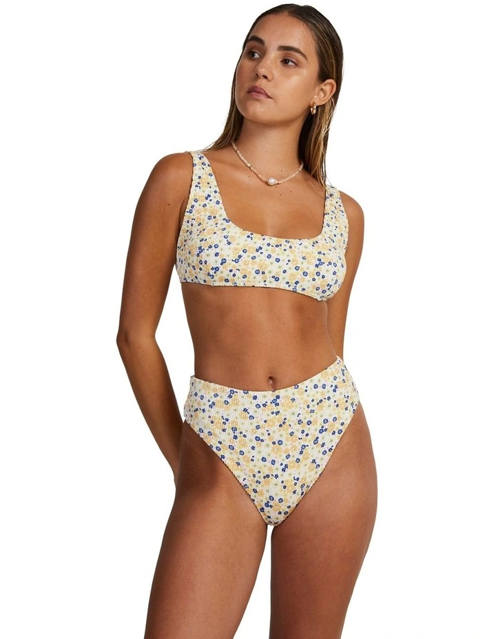 Ground Cover High Rise Cheeky Bikini Bottom in Peach