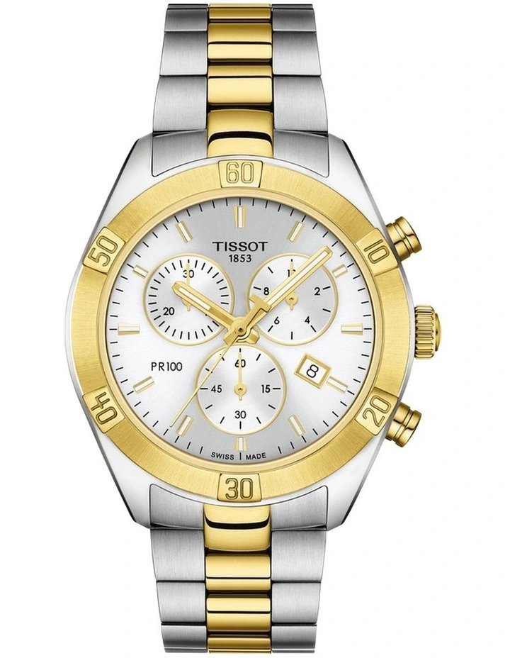 PR 100 Sport Chic Chronograph T1019172203100 Watch in Grey/Yellow Gold