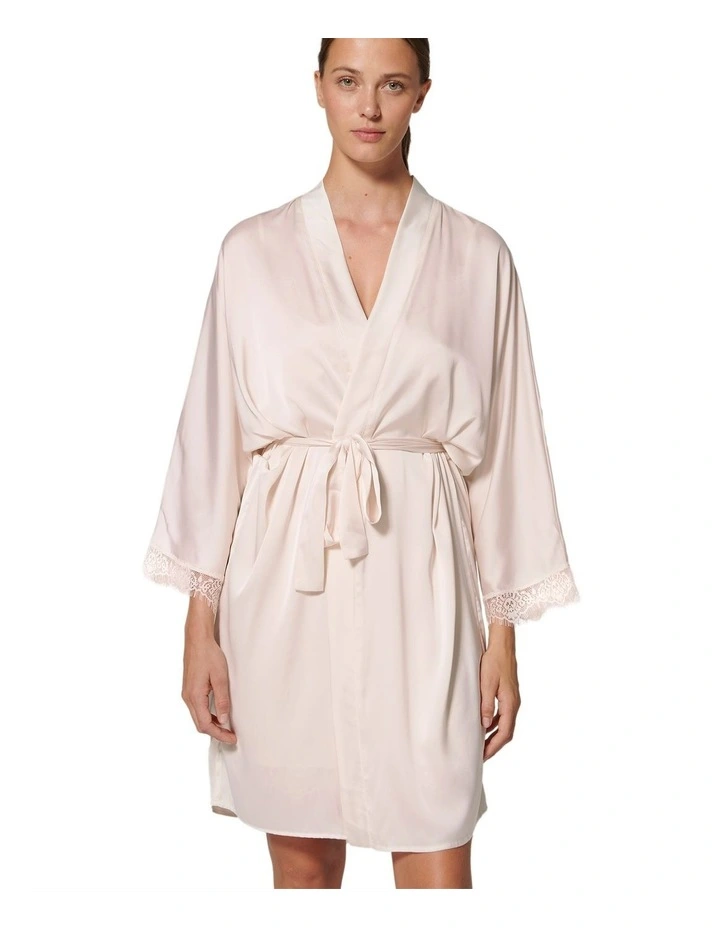 Satin Secrets Kimono Robe in Pink