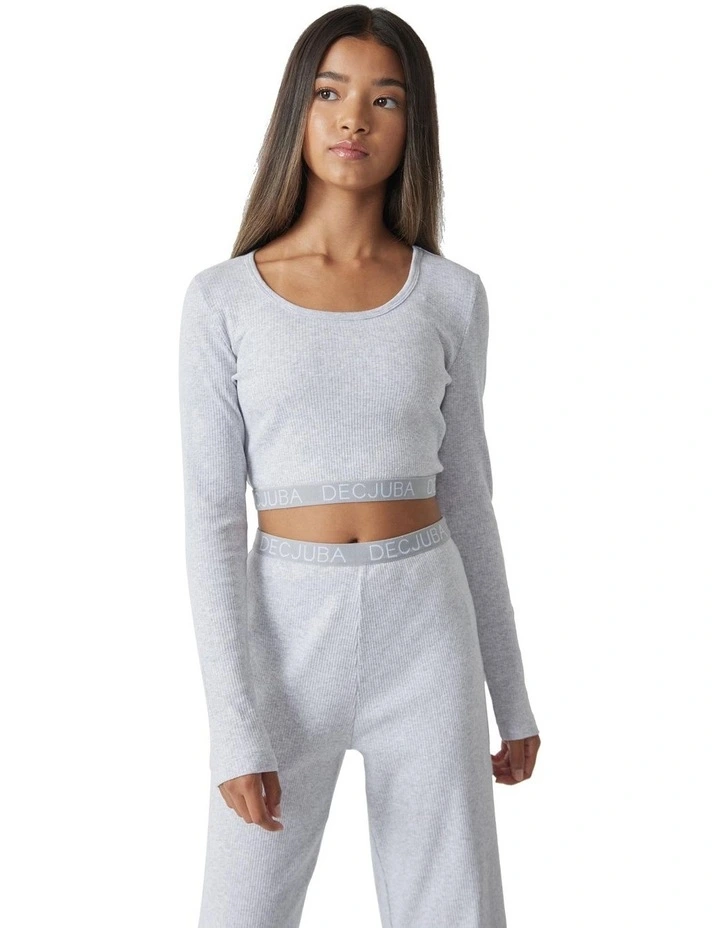 Riley Rib Crop Top in Grey Marle