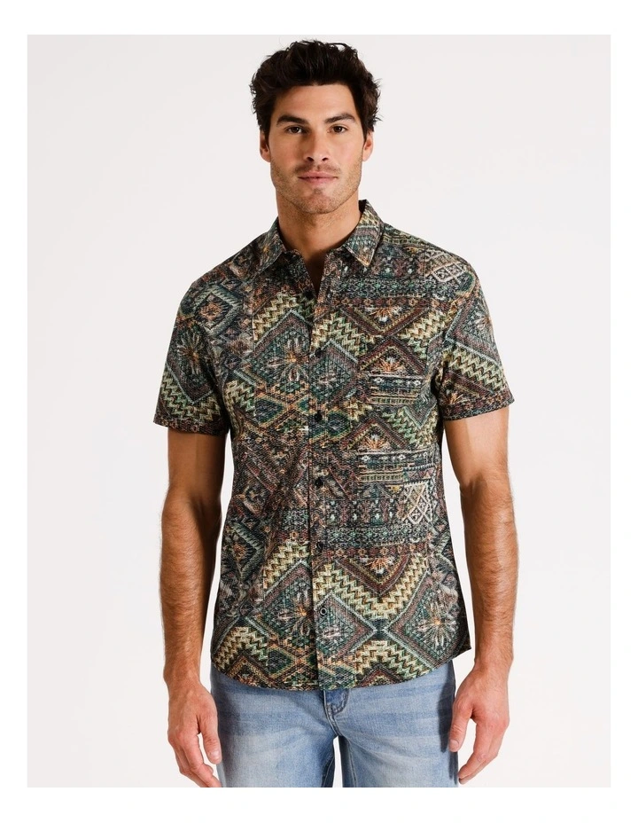 Narita Tapestry Print Short Sleeve Shirt in Multicolour