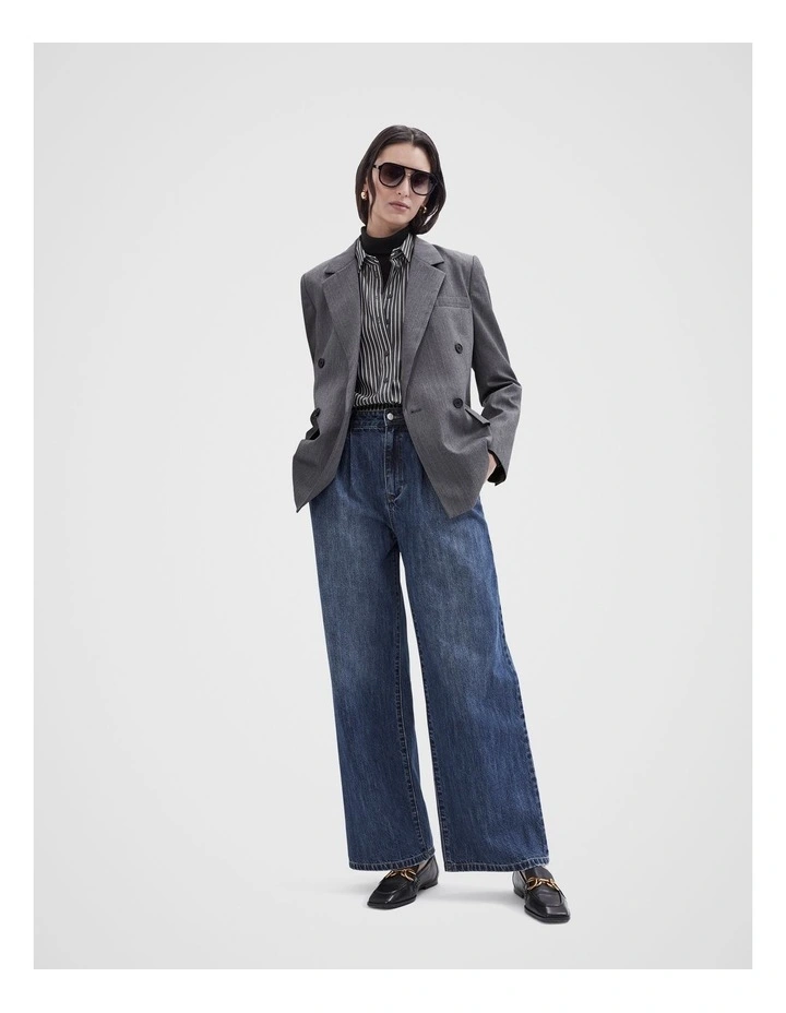 Cotton Stripe Relaxed Shirt in Charcoal