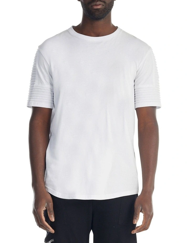 Maverick Pin Tuck Sleeve T-Shirt in White