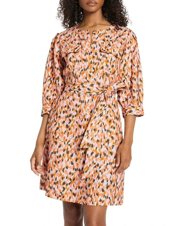 Confetti Linen Dress in Cactus Multi