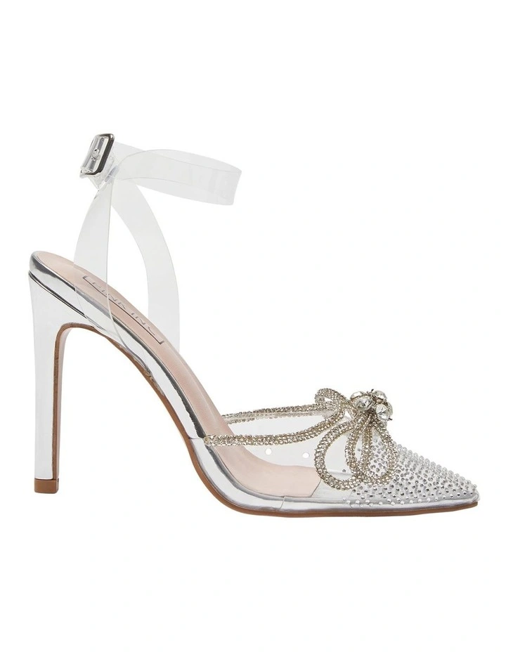 Rafi Clear Vinylite Heeled Shoes In Silver
