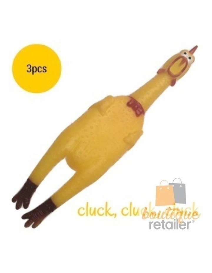 Toy Squeeze Sound Funny Rubber Pet Bulk Shrilling Chicken x3 in Multi